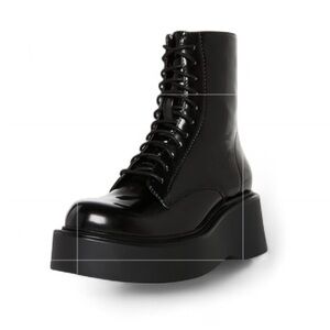 Madden Girl Black PU Leather Platform Boots Size 8.5